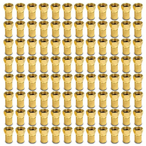 ARLI 200x F-Stecker vergoldet 7 – 7,4 mm – Sat Antennen TV Koaxialstecker mit breiter Mutter & Dichtring | Für LNB Multischalter Receiver Antennentechnik