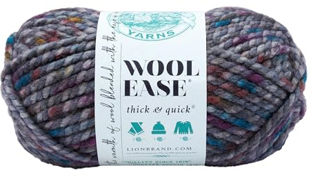 Lion Brand Yarn 640-527 Wool-Ease Thick & Quick Yarn, Abalone, Acrylic, 21.59x9.53x9.53 cm | Super Bulky Wool Acrylic Blend Fiber for Soft Hats, Sweaters, Chunky Blankets, Yarn for Crochet, Knitting, Crafts, Weaving