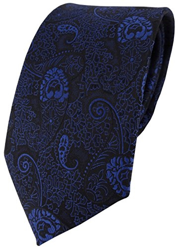 TigerTie Krawatte in blau dunkelblau schwarz Paisley gemustert - Tie Binder