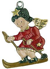Zinnfigur Engel auf Ski