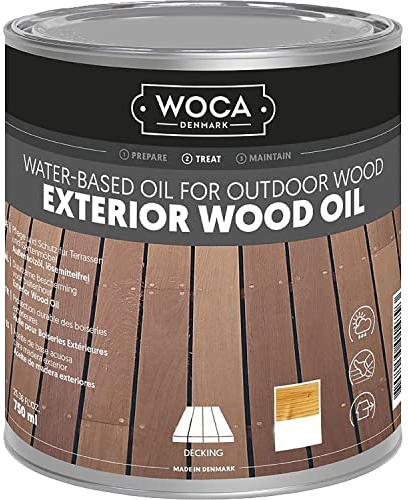 WOCA Denmark Exterior Wood Oil Walnuss 0,75 L - Terrassenöl für Terrassen, Zäune und Möbel im Außenbereich