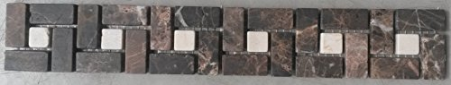 Mosaik Naturstein Bordüre Braun Creme Rosone Dusche Fliese Sockelleiste B518