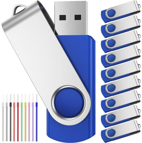 Chiavetta USB 8GB PenDrive 10 Pezzi Penne USB - Portatile Pennetta USB 8 Giga Chiave Girevole Pen Drive con Confezione da 10 Corda - FEBNISCTE Blu Memoria Stick Pennetta USB 8 GB Chiavette per Dati