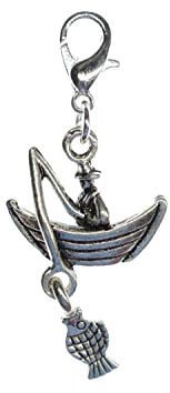 Miniblings Boot Angler Fisch Charm Fischerboot Schiff Angelboot versilbert | Zum Kombinieren gedacht, gefertigt in Berlin, ein Fundstück für Sammler