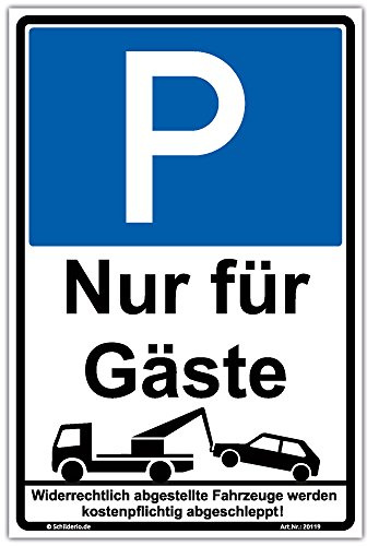Schild Parken nur für Gäste Hinweisschild 300x200 mm hochkant, stabile Aluminiumverbundplatte 3mm stark - inkl. 4 Eckbohrungen