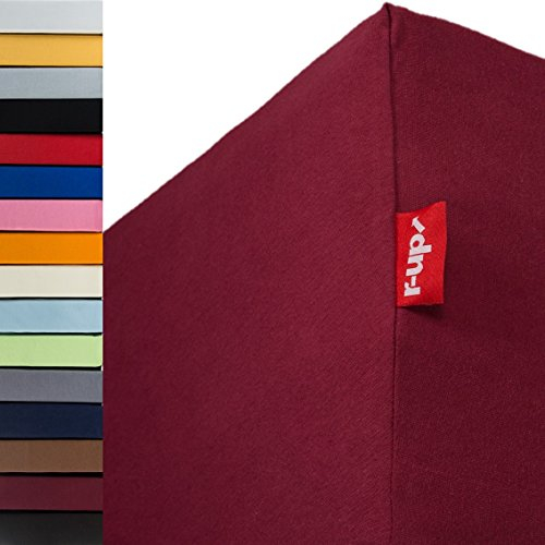 r-up Beste Spannbettlaken 200x220-220x240 bis 35cm Höhe viele Farben 95% Baumwolle / 5% Elastan 230g/m² Oeko-TEX stressfrei auch für Wasserbetten (Bordeauxrot)