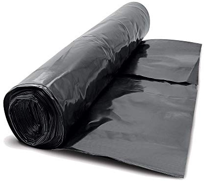 Black Extra Heavy Duty Polythene Plastic Roll Sheeting DPM DPC Damp Proof Membrane 4 Metre x 25 Metre 300mu - 1200 Gauge BBA Approved