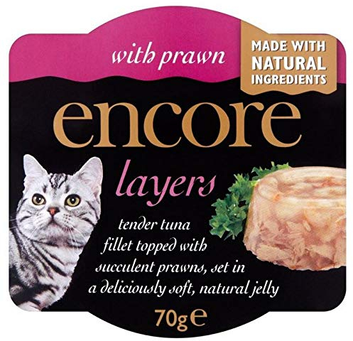 Encore 6X Zugabe-Schichten Mit Thunfisch & Garnelen Katze Topf 70G