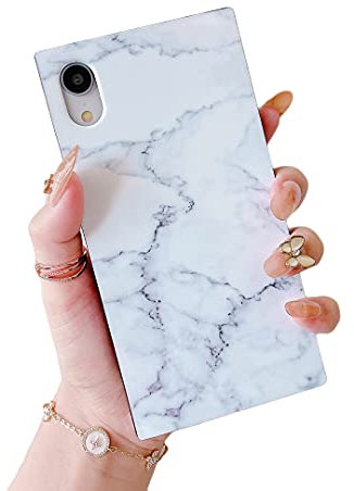 Cocomii Square Marble iPhone XR Case, Slim Thin Glossy Soft Flexible TPU Silicone Rubber Gel Trunk Box Square Edges Fashion Phone Case Bumper Cover Compatible with Apple iPhone XR 6.1 (White)