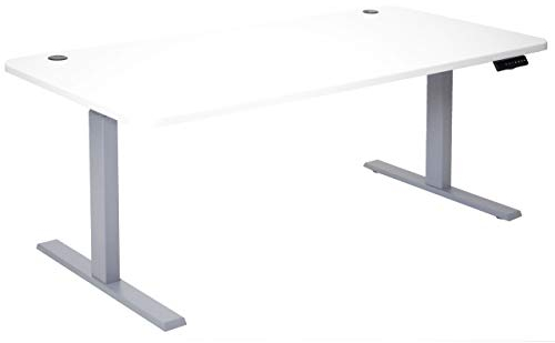 Mendler Schreibtisch HWC-D40, Computertisch, elektrisch höhenverstellbar 160x80cm 53kg MVG - weiß, grau