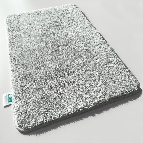 casa pura Badematte rund 95cm Ø weicher, Flauschiger Badezimmerteppich in Shaggy Optik, Badvorleger rutschfest waschbar - Duschvorleger, Teppich Fußmatte für Badezimmer, Dusche, Silbergrau Sky Soft