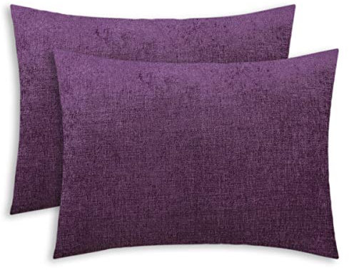 CaliTime Gemütliche Standard-Kissenbezüge für Bett, Bettwäsche, Dekoration, einfarbig, weiches Chenille, 50 x 66 cm, Pflaumenviolett, 2 Stück
