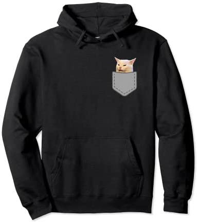 Meme mit Katzenmotiv und Aufschrift Woman Yelling At Table Pullover Hoodie