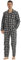 YUSHOW Ensembles de Pyjama Homme à Carreaux Coton Vêtements de Nuit Manche Longue Haut et Bas, Plaid Gris Noir,XL