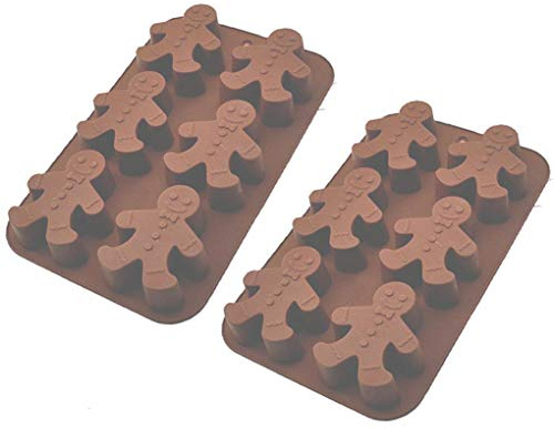 FHEDE 2 Stück DIY 3D Silikonform Fondant Lebkuchenmann Dinosaurierformen Formen, Tortendeko Schokolade Eiswürfel Seifenformen, Backform für Dekoration und Geschenk (Lebkuchenmänner, 2)