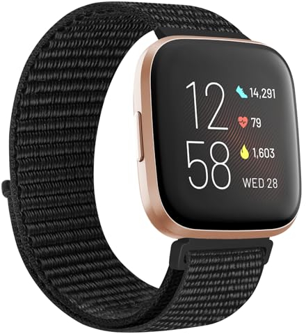 KIBDSNG Nylonarmband, kompatibel mit Versa 2 Armband/Versa Lite/SE/Versa, weich, verstellbar, gewebt, Sport-Armbänder, Ersatzband für Männer und Frauen