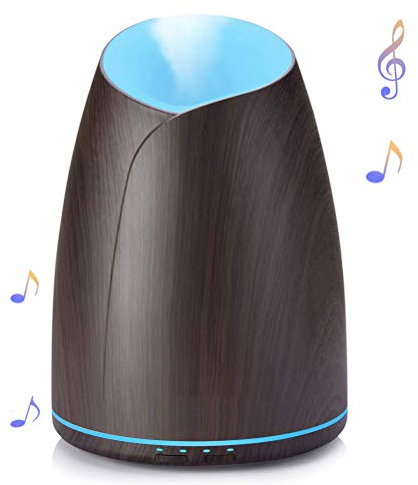 Essential Oil Diffusers with Bluetooth Speaker, 500ml Cool Mist Humidifier for Aromatherapy, Music Aroma Air Purifiers, 14 Color Changing, Up to 15H Use, 4 Timer Setting, Waterless Auto off,Black
