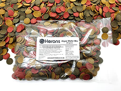 HERONS - Algae Wafer Mix - 16 mm Sinking Wafers with Spirulina - For All Bottom Feeding Fish - With Vitamins and Minerals - Enhance Colour and Improves Digestion - 200 Grams