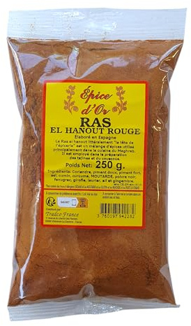Ras El Hanout Rouge 250g - Epice d'Or, 100% Naturel, Vegan, Sans Arômes Artificiels, Sans Additifs Ni Conservateurs
