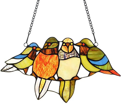 Capulina Buntglas-Fensterbehänge, Vögel, Fensterpaneele, Tiffany-Kunst, traditionelles Handwerk, Sonnenfänger für Heimdekoration