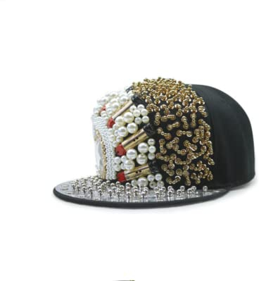 Baseball Kappe Schirmmütze Baseball Cap Basecap Kappen Punk Hip-Hop Männer Und Frauen, Hipster Flame Big Ghost Head Flat-Cremed Hat Nieten Baseballkappe Schädel Hip-Hop Cap Performance Cap-Schwarze Un