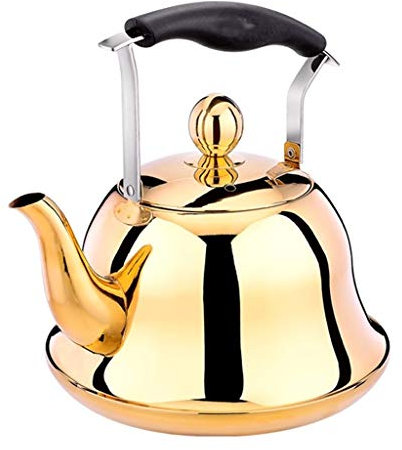 Kettle 3 Liter / 3.2 Quart Whistling Tea Kettle Stainless Steel Stovetop Teakettle Sturdy Teapot Fast Boiling Kettle with Elegant Mirror Layer for Tea Coffee Kitchen, Field (Size : 5L)