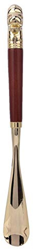 Tomotato Lang Schuhanzieher mit Golden Löwenkopf, Metall Fauler Schuhhelfer mit Schwarzer Holzschaft, Schuhheber Schuhlöffel Shoe Horn für Mann, Frauen, Kinder, Senioren, Schwangere(braun, 58cm)