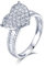 BCughia Wedding Ring, Ring Platin Damen Schlicht Weiß Baguetteschliff Diamant 18 Karat Weißgold Herz-Design Jubiläum Ringe Damen Größe 61(19.4)