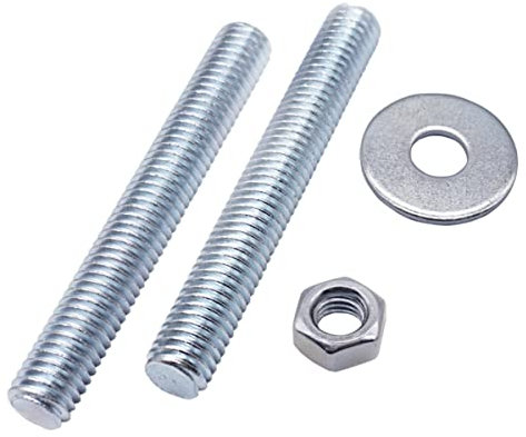 Confezione da 30 viti a vite completamente filettate M8 x 60 mm con dadi esagonali e rondelle, perno DIN 796-1 (30, M8 x 60 mm)