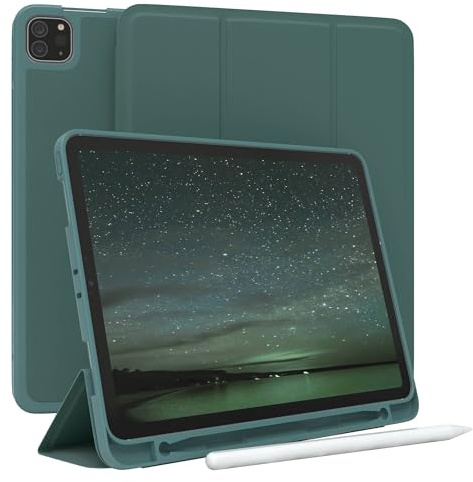 EAZY CASE - Hülle für iPad Pro 11 mit Stifthalter [Modell 2018/2020/2021/2022] - 11 Zoll Hülle für iPad 11 Pro Case - Hülle Tablet Cover - Aufstell Smartcase - Klappcase Auto Sleep Wake Up Nachtgrün