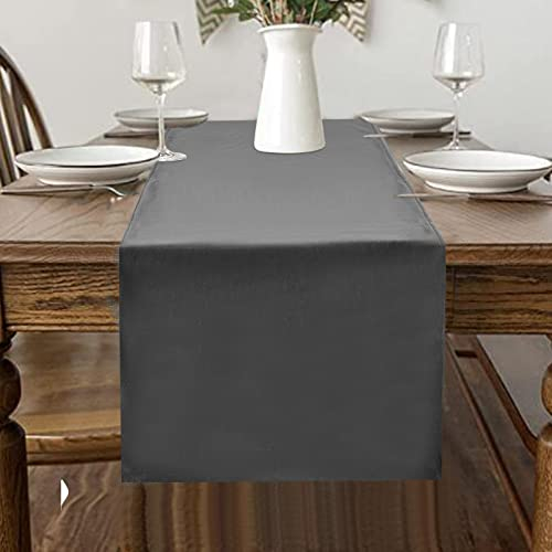 Samt Tischläufer, Tischläufer Modern, Abwaschbar Tischläufer, Tischläufer Leinenoptik für Esszimmer Party Urlaub Draußen Drinnen Dekoration (Dunkelgrau, 40 x 140 cm)