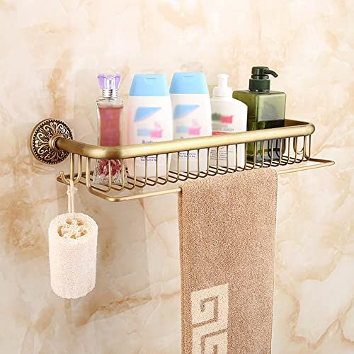 BOCbco Schwebende Regale, Duschablage, Badezimmerregal, Europäisches Antik-Messing-Badezimmerregal, Duschregal, Shampoo-Badetuch-Ablage, Badezimmerregale Für Zuhause, Einreihiges Zubehör/Long