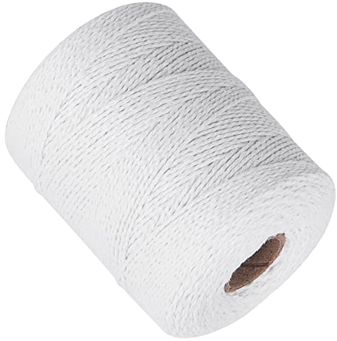 Ohtomber Cuerda de algodón blanco – 984 pies 2 mm de grosor, cuerda de carnicero para cocina, panaderos, cuerda para carne y asado, cuerda natural para manualidades, jardinería, cordel de jardín,