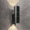 EXTRASTAR Black Outdoor Wall Lights PIR Motion Sensor, GU10 Base Double Up Down Exterior Wall Sconce, IP44 Stainless Steel Wall Light for Garden, Patio,Porch, Garage（Bulb not Included）