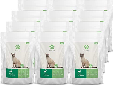 Fellicita Premium Nassfutter für Katzen, Damwild, 12er Pack, 12 x 95g, Monoprotein, hochwertiges Katzennassfutter, getreidefrei, leckere Pastete, Alleinfuttermittel