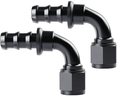 Ucreative 10AN 90 Degree Push Lock Hose Fitting End Black 2PCS