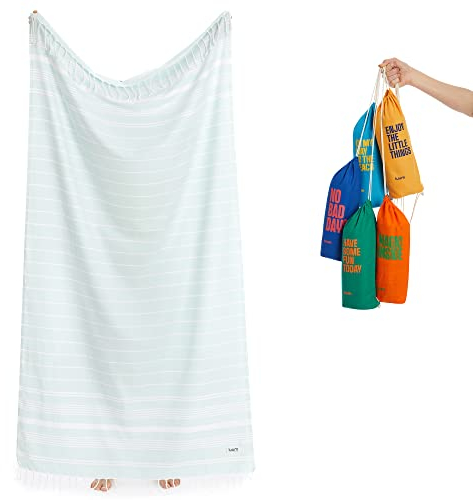 Luum® Strandtuch groß 100x200 Hamamtuch Saunahandtuch Badetuch Handtuch Yogatuch Duschtuch Strandhandtuch Saunatuch Reisehandtuch Turkish Towels, Damen Herren, 100% Baumwolle, Mint