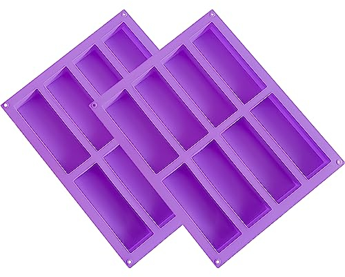 DYOUen 2 Stück Müsliriegel Backform Silikonform 8 Mulden Antihaft Form Rechteckige Energieriegel Silikon Backform für Schokolade Brotbrot Muffin Brownie Käsekuchen (Ochsenblutrot) (Purple)