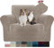 YSTELLAA Samt Stretch Sofabezug 1 Sitzer, Sofaschoner rutschfest Sofa Überzug, Sofa Cover Mit Armlehnen, Elastischer Couch Überzug, Sesselschoner Sofaschutz Katze, Khaki