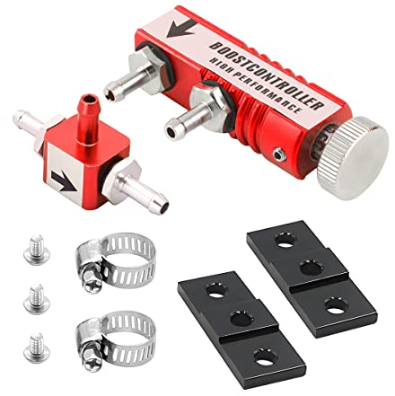 CGEAMDY Manueller Turbo-Boost-Regler, Aluminium Einstellbar Manuell Turbo Boost Regler Controller Ventil, Universal Entlüftungsventil Kit für Motorteile(Rot)