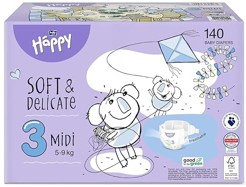 bella baby Happy Windeln soft & delicate Gr.3 Midi 5-9 kg HAPPY BOX 140 Stück
