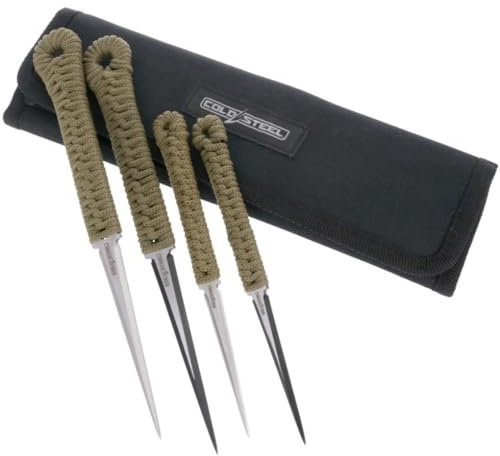 COLD STEEL Lot de 4 pointes de lancer/lames de 6,3 cm et 8,9 cm/420SS/pochette en nylon