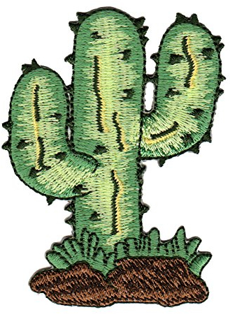 Kaktus Grün Aufnäher zum aufbügeln oder aufnähen Bügelbild Aufbügler für Kleidung gestickter Bügelpatch Applikation Patch Größe 6,0 x 8,0 cm