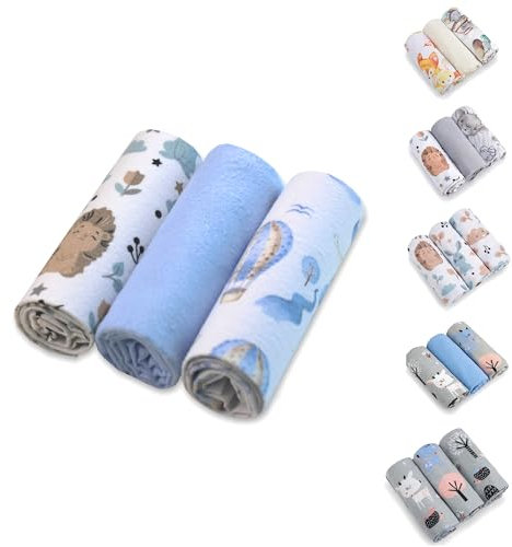 Baby Safe 3er Pack Musselin Baby 80x70 cm, Kinderhandtücher 100% Bio-Baumwoll-Flanell, OEKO-TEX zertifiziert, Musselin Baby Baumwolle, ideal als Lätzchen, Musselin Bamboo | Ballon