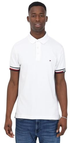 Tommy Hilfiger MONOTYPE FLAG CUFF SLIM FIT POLO, weiß(ybrwhite), Gr. M