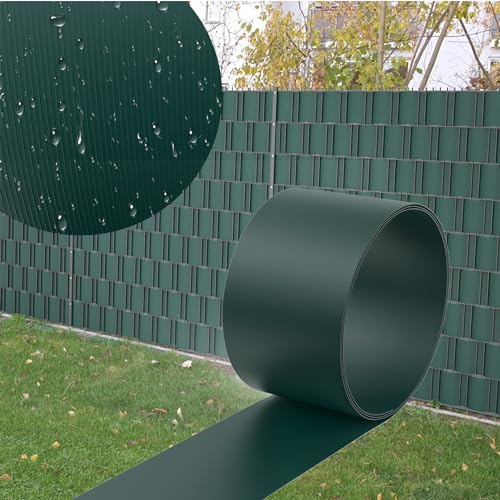 YRHome 10x Sichtschutzstreifen Zaun 2,5m x 19cm Hart PVC Sichtschutz Rolle für Doppelstabmattenzaun Blickdicht Wetterfest Windschutz Zaunfolie Zaunsichtschutz Garten Balkon Gartenzaun Grün