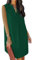 JOCAFIYE Frauen V-Ausschnitt Sommerkleider Damen Ärmellos T-Shirt Strandkleid Lässige Tank Kleid Dark Green L