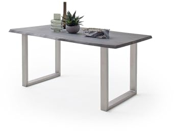möbelando Baumkantentisch >Calabria< in Akazie grau lackiert - 200x77,5x100 (BxHxT)