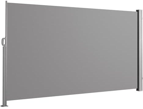 SVITA Seitenmarkise ausziehbar Sichtschutz Balkonmarkise Sichtschutz Sonnenschutz UV50+Terrasse 500x200 Hellgrau