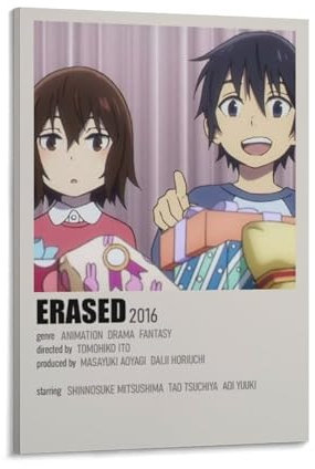 BOJIE Erased Anime Poster (1) Wandkunst Poster Drucke Home Decor Bild Leinwand Gemälde Poster 50 x 75 cm